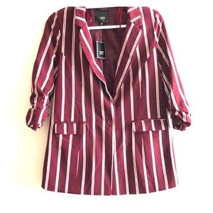 Burgundy and white stripe blazer